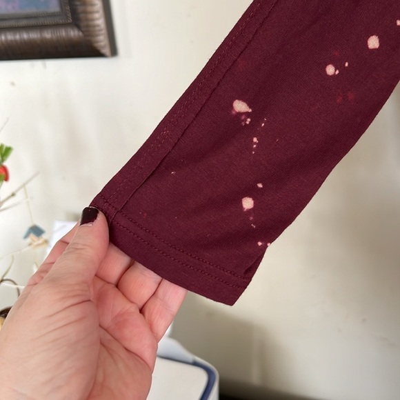 EASEL Burgundy/Fuschia/Rose Pink Distressed Acid Look Hi Lo Dress, Sz Small,NWT. - Picture 6 of 10